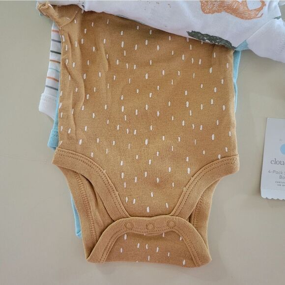 Cloud Island™ Blue Safari Short Sleeve Bodysuit 4pk Newborn - Picture 4 of 12